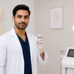 Aesthetic medicine doctor performing an injectable procedure under expert supervision to build confidence and practical clinical skills.