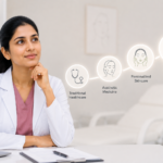 Doctor consulting a patient in a modern aesthetic clinic while discussing advanced skincare and cosmetic wellness treatments.